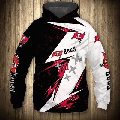 NFL Tampa Bay Buccaneers Thunder Black White Pullover Hoodie