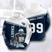 NFL Tennessee Titans Jurrell Casey Navy White Pullover Hoodie