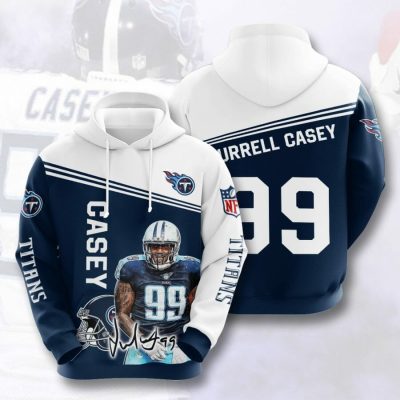 NFL Tennessee Titans Jurrell Casey Navy White Pullover Hoodie