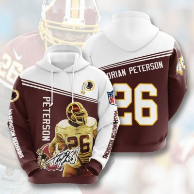 NFL Washington Redskins Adrian Peterson Burgundy White Pullover Hoodie