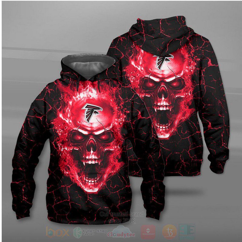 NFL Atlanta Falcons Black Red Skull Pullover Hoodie NFL Atlanta Falcons Black Red Skull Pullover Hoodie