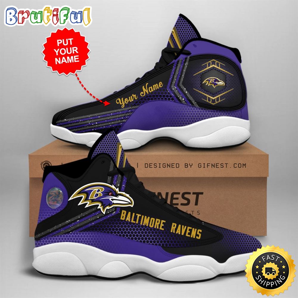 NFL Baltimore Ravens Custom Name Air Jordan 13 Shoes V1 NFL Baltimore Ravens Custom Name Air Jordan 13 Shoes V1