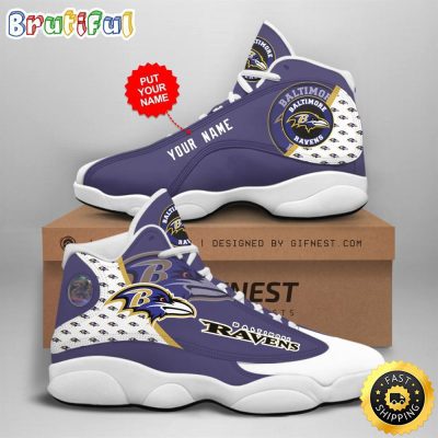 NFL Baltimore Ravens Custom Name Air Jordan 13 Shoes V4