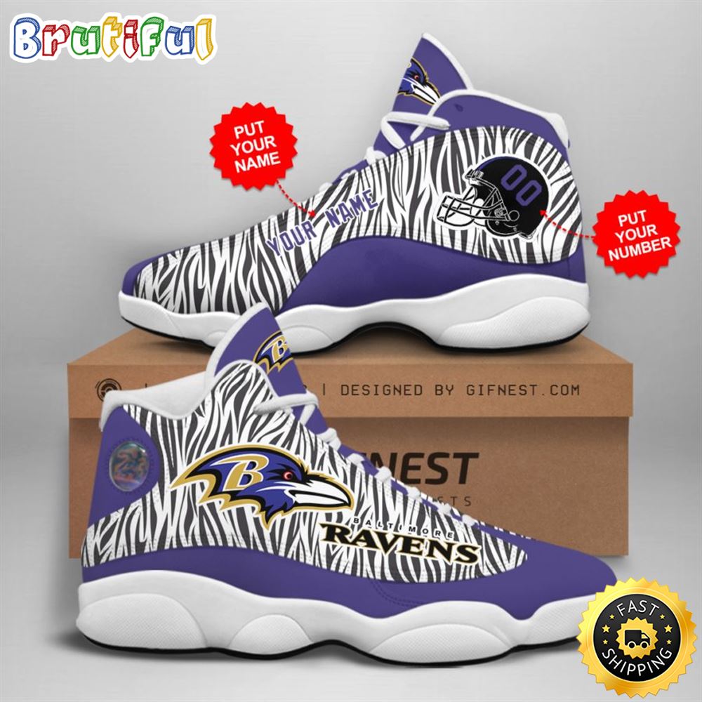 NFL Baltimore Ravens Custom Name Number Air Jordan 13 Shoes V5