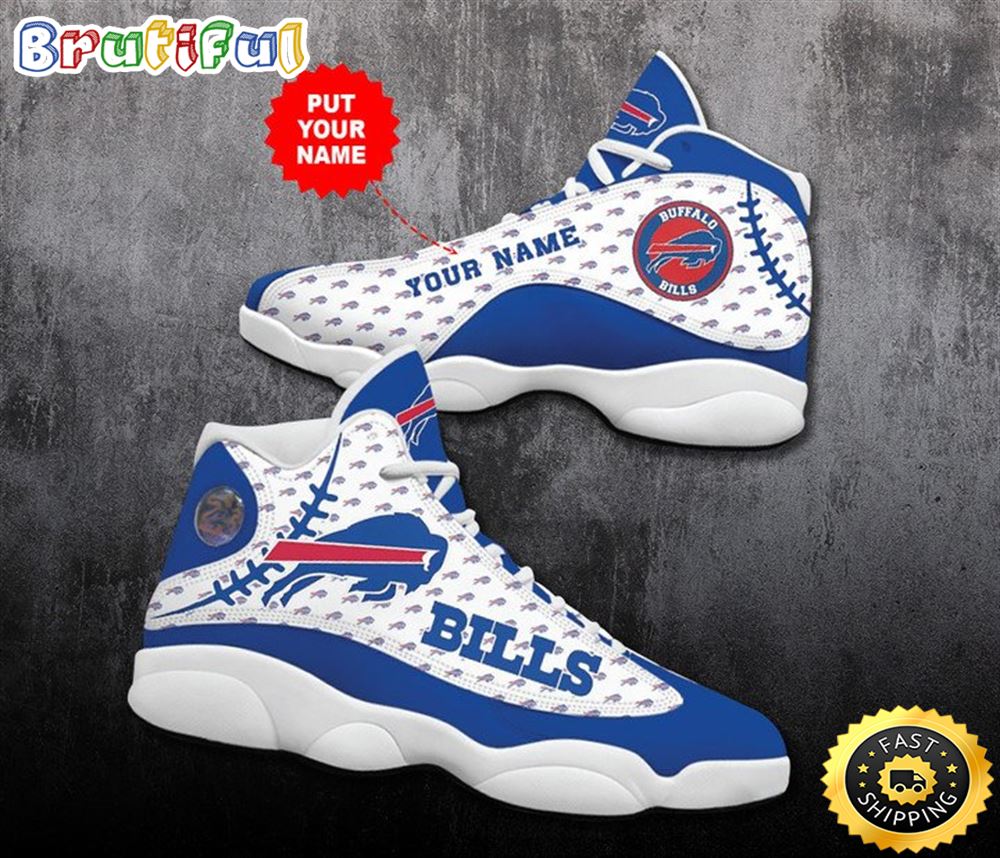 NFL Buffalo Bills Custom Name White Logo Air Jordan 13 Shoes V2