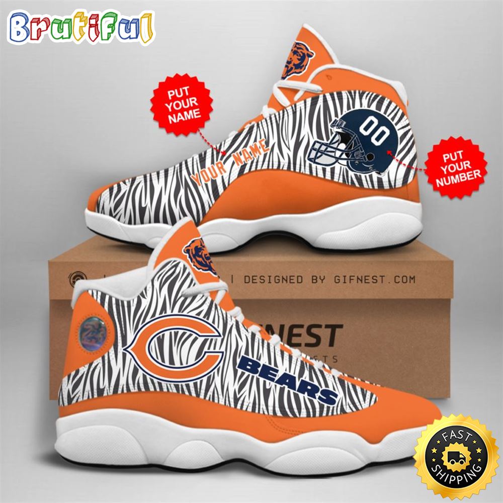 NFL Chicago Bears Custom Name Number Air Jordan 13 Shoes V2