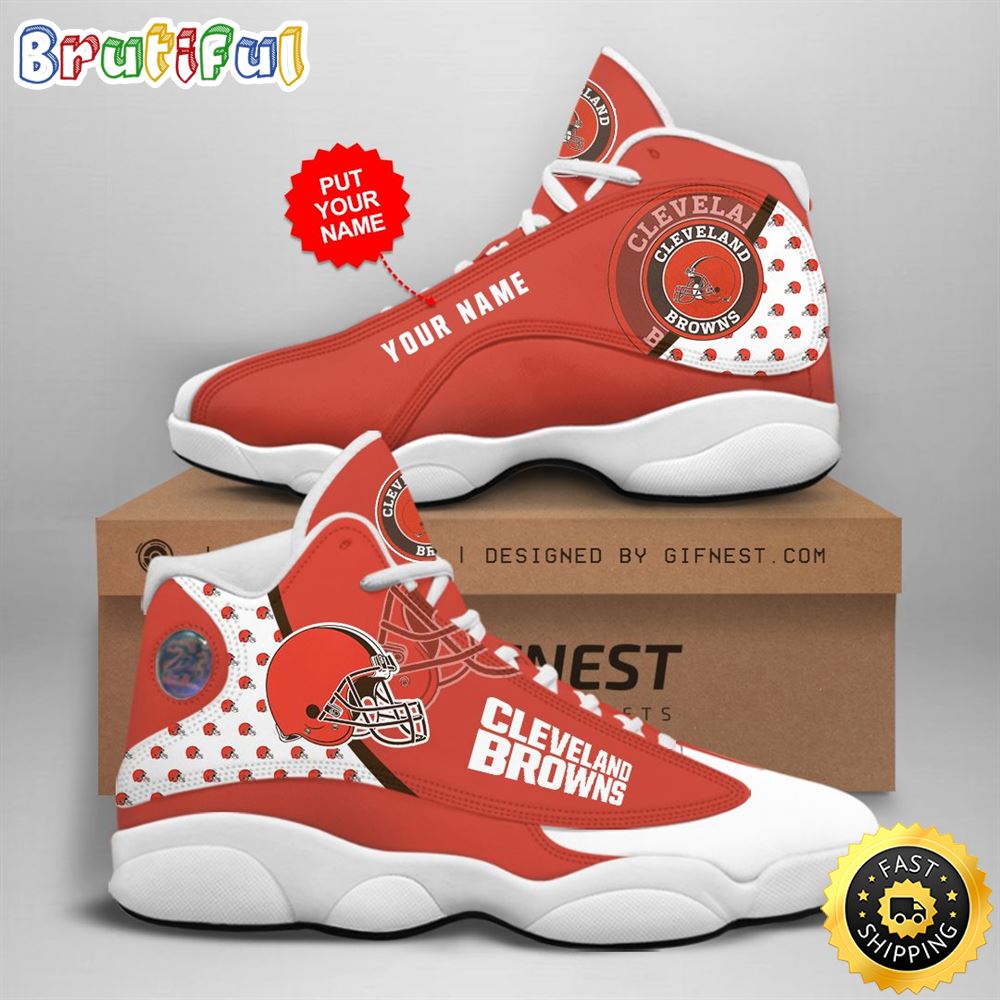NFL Cleveland Browns Custom Name Air Jordan 13 Shoes V1
