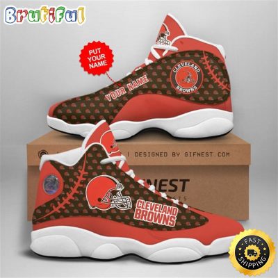 NFL Cleveland Browns Custom Name Air Jordan 13 Shoes V3