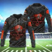 NFL Cleveland Browns Orange Skull Pullover Hoodie