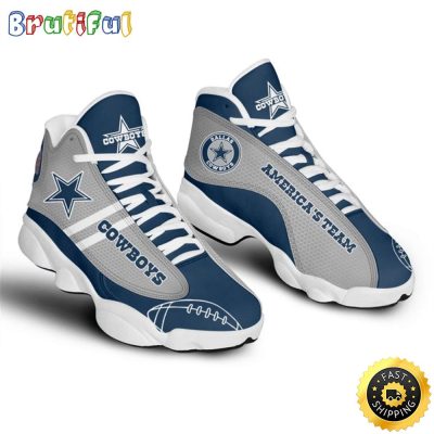 NFL Dallas Cowboys America Team Grey Dark Blue Air Jordan 13 Shoes