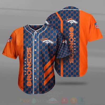 NFL Denver Broncos Orange Navy Blue Baseball Jersey V3