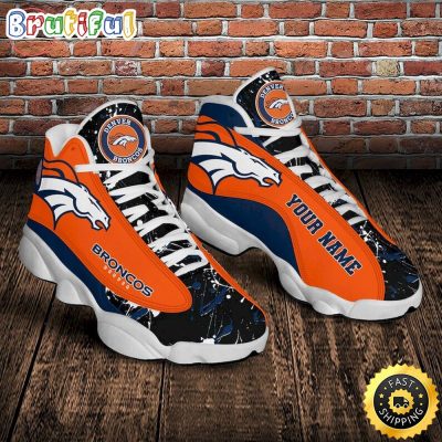 NFL Denver Broncos Custom Name Orange Black Air Jordan 13 Shoes