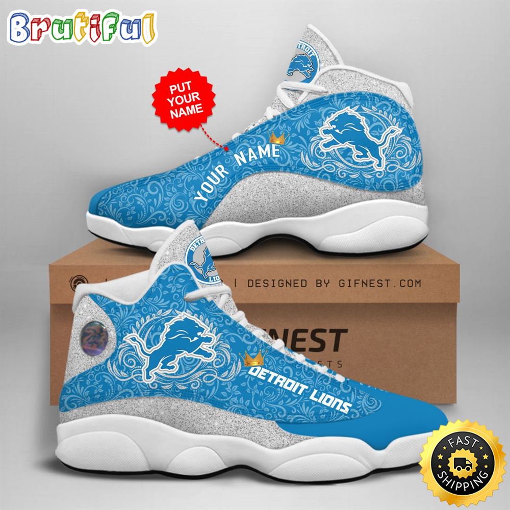 NFL Detroit Lions Custom Name Air Jordan 13 Shoes V1 NFL Detroit Lions Custom Name Air Jordan 13 Shoes V1