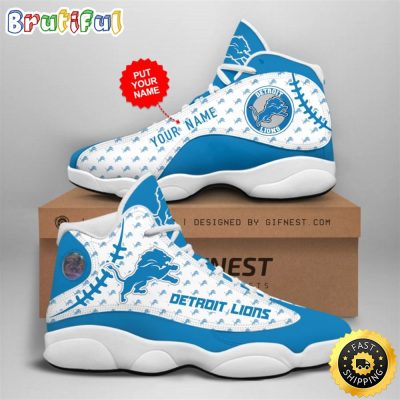 NFL Detroit Lions Custom Name Air Jordan 13 Shoes V4