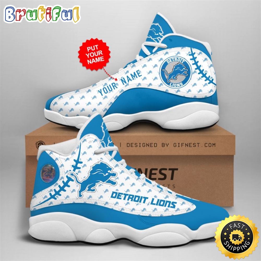 NFL Detroit Lions Custom Name Air Jordan 13 Shoes V4