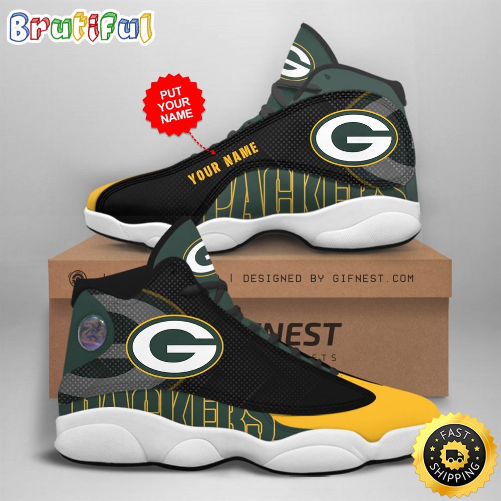 NFL Green Bay Packers Custom Name Air Jordan 13 Shoes V2 NFL Green Bay Packers Custom Name Air Jordan 13 Shoes V2