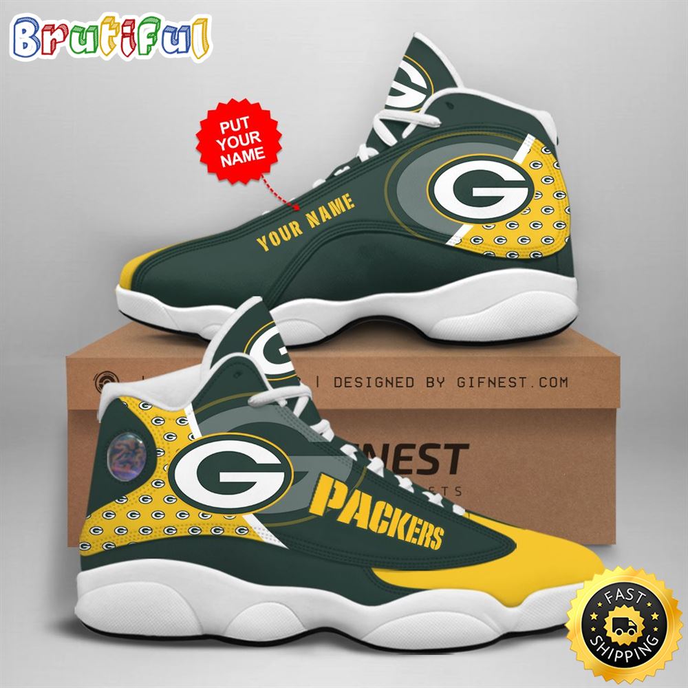 NFL Green Bay Packers Custom Name Air Jordan 13 Shoes V4