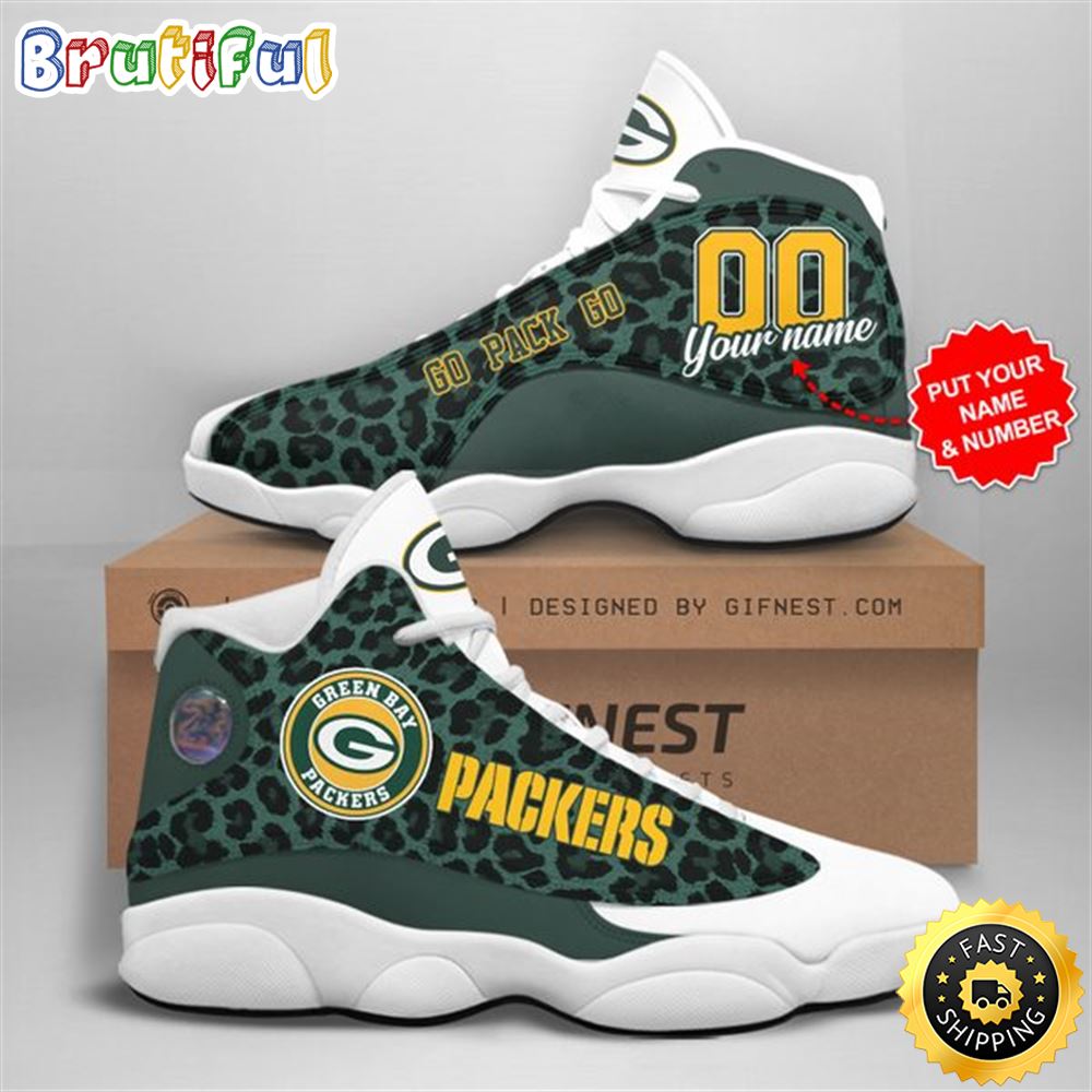 NFL Green Bay Packers Custom Name Air Jordan 13 Shoes V5