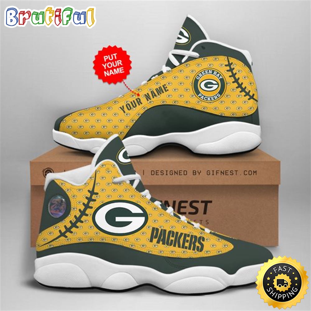 NFL Green Bay Packers Custom Name Air Jordan 13 Shoes V8