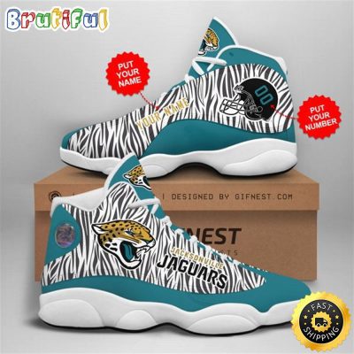 NFL Jacksonville Jaguars Custom Name Number Air Jordan 13 Shoes V2