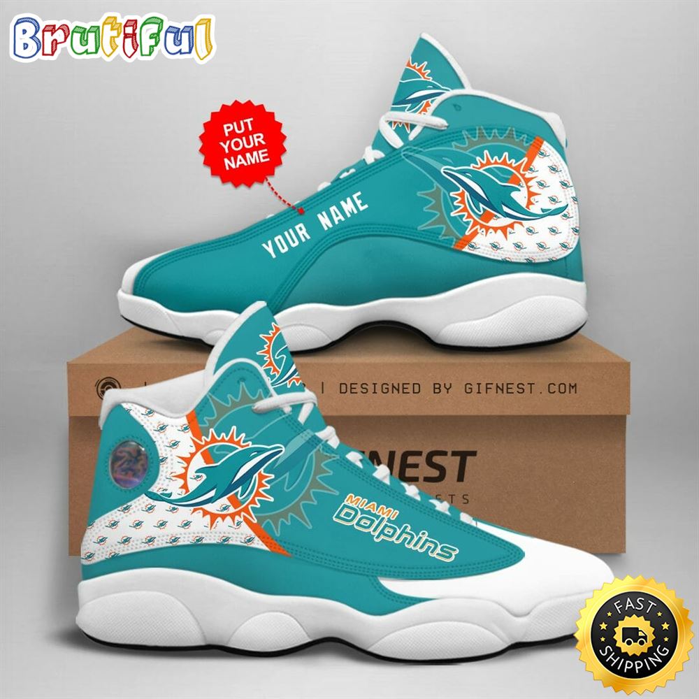NFL Miami Dolphins Custom Name Air Jordan 13 Shoes V1 NFL Miami Dolphins Custom Name Air Jordan 13 Shoes V1