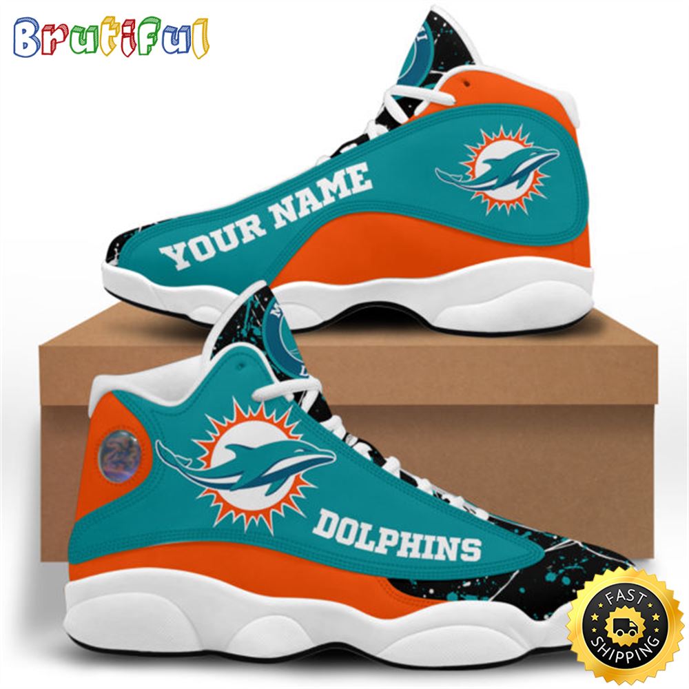 NFL Miami Dolphins Custom Name Aqua Black Air Jordan 13 Shoes NFL Miami Dolphins Custom Name Aqua Black Air Jordan 13 Shoes