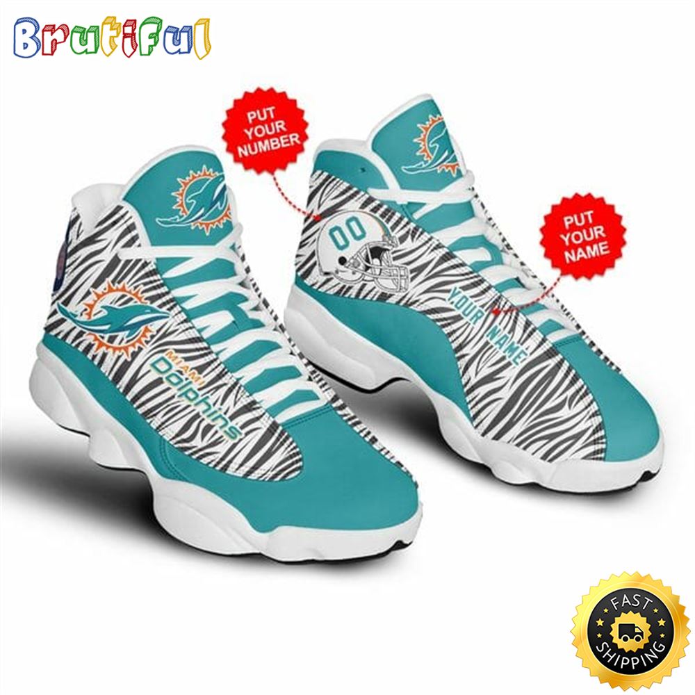 NFL Miami Dolphins Custom Name Number Air Jordan 13 Shoes V2 NFL Miami Dolphins Custom Name Number Air Jordan 13 Shoes V2