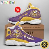 NFL Minnesota Vikings Custom Name Purle Yellow Air Jordan 13 Shoes