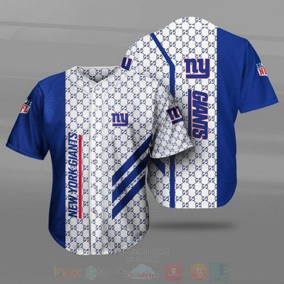 NFL New York Giants White Blue Baseball Jersey