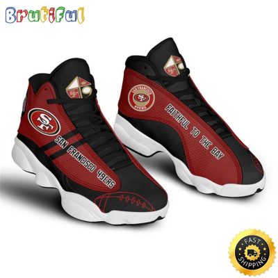 NFL San Francisco 49ers Black Red Air Jordan 13 Shoes V2