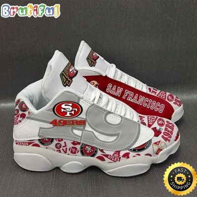 NFL San Francisco 49ers White Big Logo Air Jordan 13 Shoes