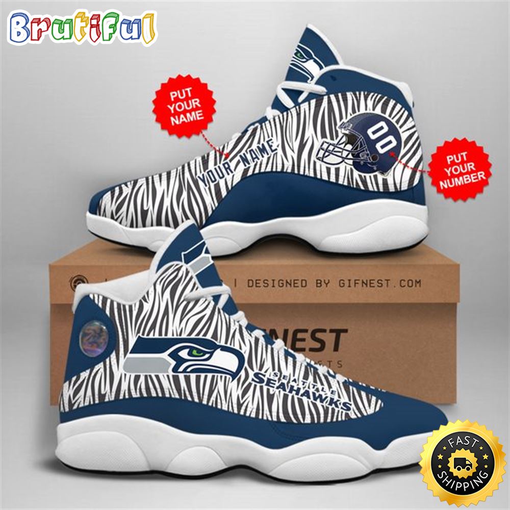NFL Seattle Seahawks Custom Name Number Air Jordan 13 Shoes V3