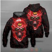 NFL Washington Commanders Red Skull Fire Unisex Pullover Hoodie