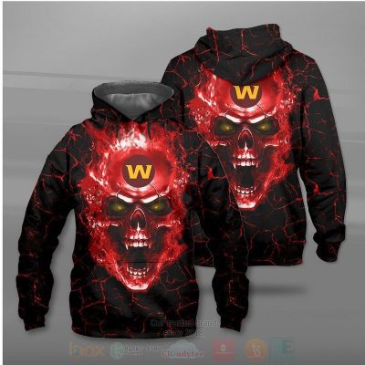 NFL Washington Commanders Red Skull Fire Unisex Pullover Hoodie