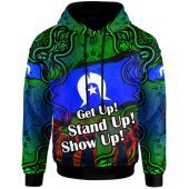Australia Naidoc Week Hoodie - Custom Black Raised Hands With Aboriginal Inspired Patterns Hoodie