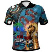 Australia Naidoc Week Polo Shirt - Custom Black Raised Hands With Aboriginal Inspired Patterns Polo Shirt