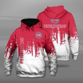 NBA Detroit Pistons Red White Grunge Pullover Hoodie