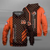 NFL Cincinnati Bengals Orange Black Pullover Hoodie V9