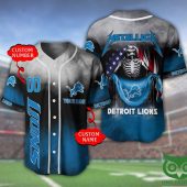 NFL Detroit Lions Custom Name Number Blue Baseball Jersey V2