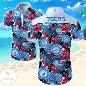 NBA Philadelphia 76ers Tropical Flowers Hawaiian Shirt V3