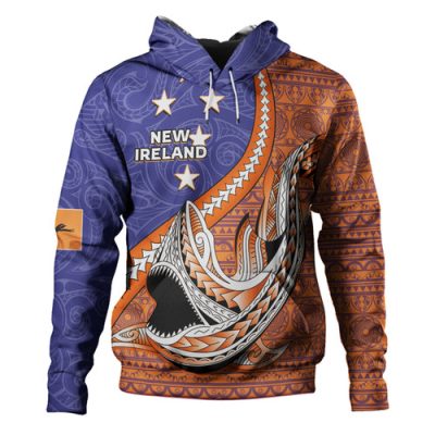 Australia  South Sea Islanders Hoodie - New Ireland Flag With Polynesian Shark Pattern Hoodie