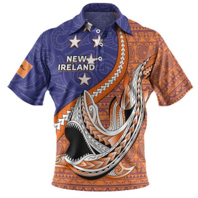 Australia  South Sea Islanders Polo Shirt - New Ireland Flag With Polynesian Shark Pattern Polo Shirt