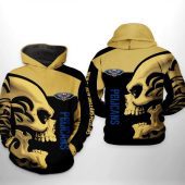 NBA New Orleans Pelicans Gold Black Skull Pullover Hoodie