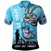 New South Wales Blues Polo Shirt Anzac Day Lest We Forget Strong Fighting Spirit