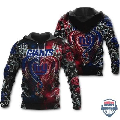 NFL New York Giants Black Red Dragon Pullover Hoodie