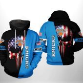 NBA New York Knicks US Flag Punisher Skull Pullover Hoodie