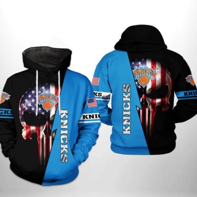 NBA New York Knicks US Flag Punisher Skull Pullover Hoodie