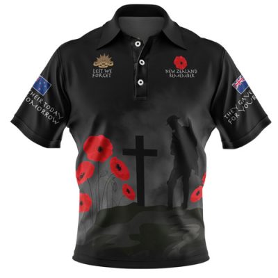 New Zealand Anzac Day Polo Shirt - New Zealand Remember Black Polo Shirt