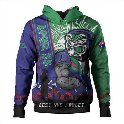 New Zealand Warriors Hoodie Anzac Day Lest We Forget Strong Fighting Spirit