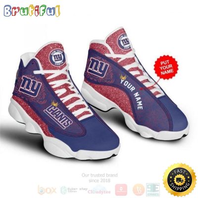 New York Giants Football Nfl Custom Name Red Air Jordan 13 Shoes